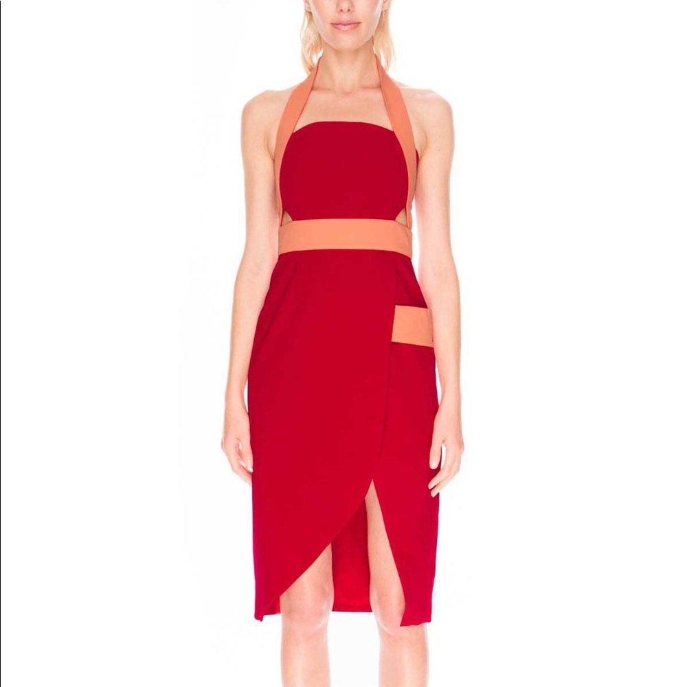 Finders Keepers Red Boardwalks Halter Dress Med